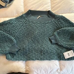 ❤️Free People Blue Crew Neck Sweater Textured Knit-size xs❤️-(#47)